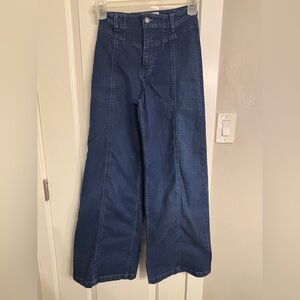We The Free, Free People Libre Wide Leg Dark Blue Denim, Size 27